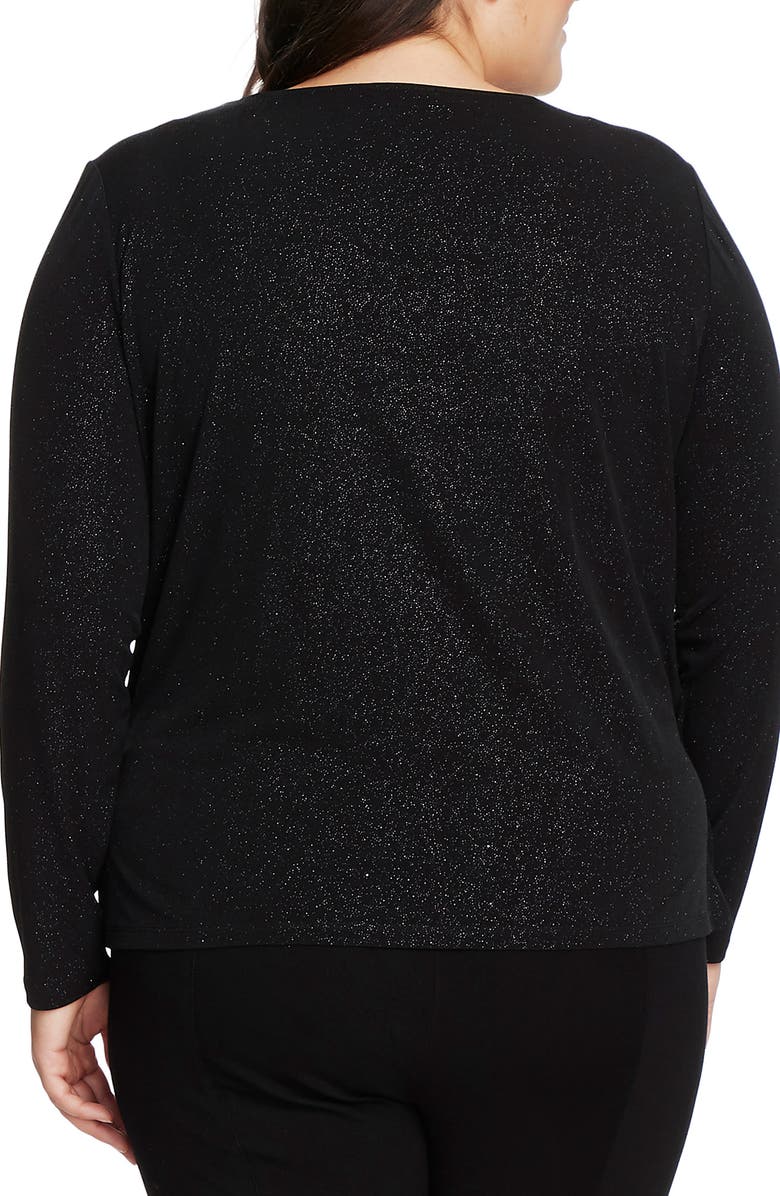 Vince Camuto Faux Wrap Sparkle Jersey Top, Alternate, color, 