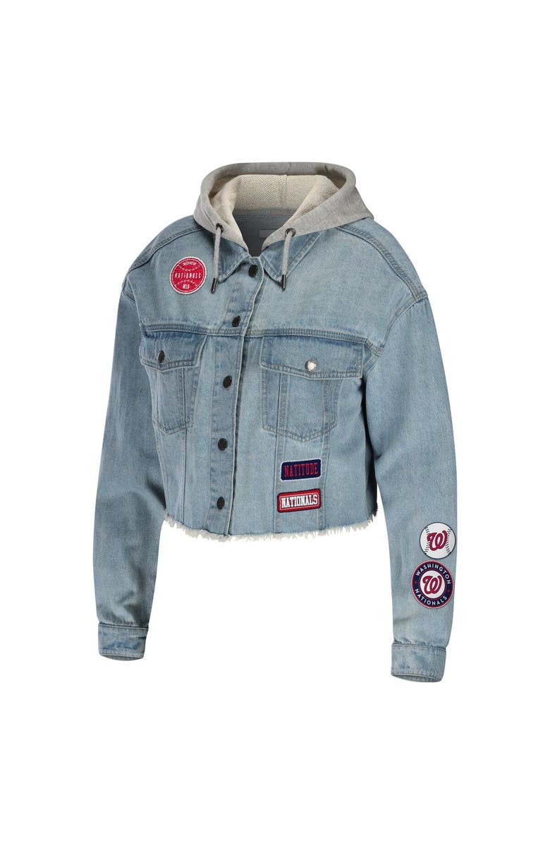 WEAR by Erin Andrews Women's WEAR by Erin Andrews Washington Nationals Hooded Button-Up Denim Jacket, Alternate, color, 