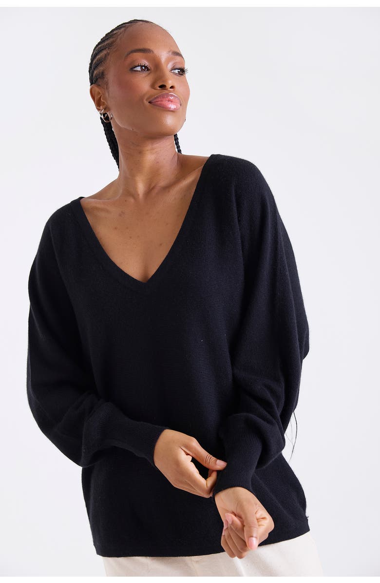 1982 Paros V-Neck 100% Cashmere Sweater, Main, color, Black