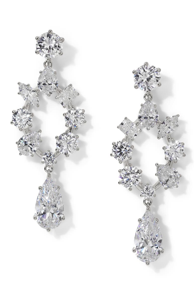 Beatrix Open Chandelier Earrings, Main, color, RHODIUM