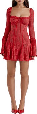 HOUSE OF CB Analissa Long Sleeve Lace Minidress