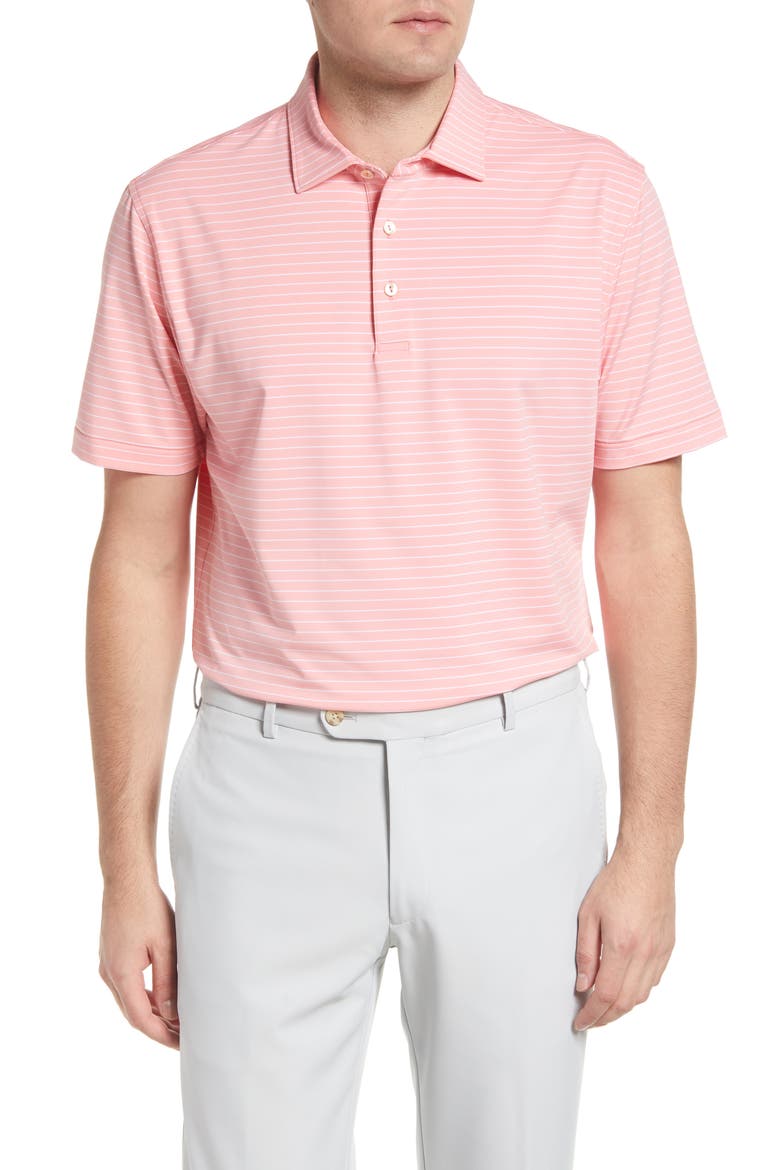 Crafty Stripe Stretch Jersey Polo, Main, color, CORAL CRUSH