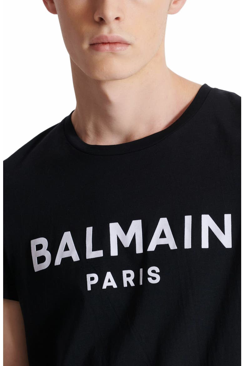 T-Shirt With Balmain Paris Print, Alternate, color, Black
