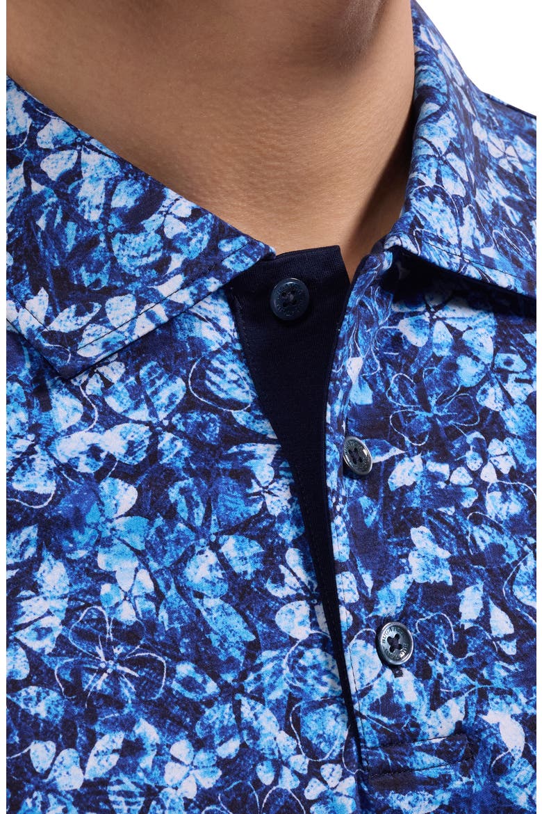 Hendrix Digital Floral Print Pima Cotton Polo, Alternate, color, CLASSIC BLUE