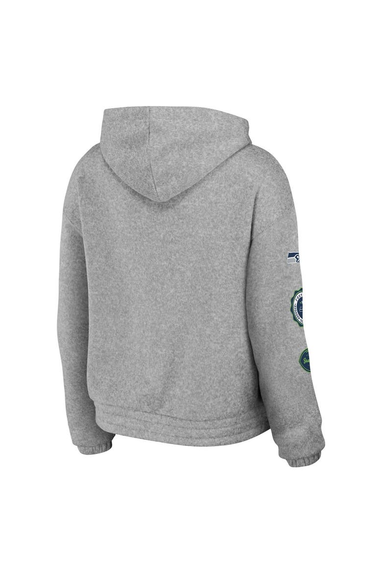 Women's WEAR by Erin Andrews Heather Gray Seattle Seahawks Full-Zip Hoodie, Alternate, color, Heather Gray
