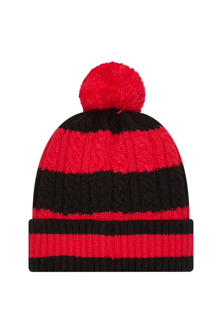Women's New Era Red Kansas City Chiefs Braided Cuffed Knit Hat with Pom, Alternate, color, Red