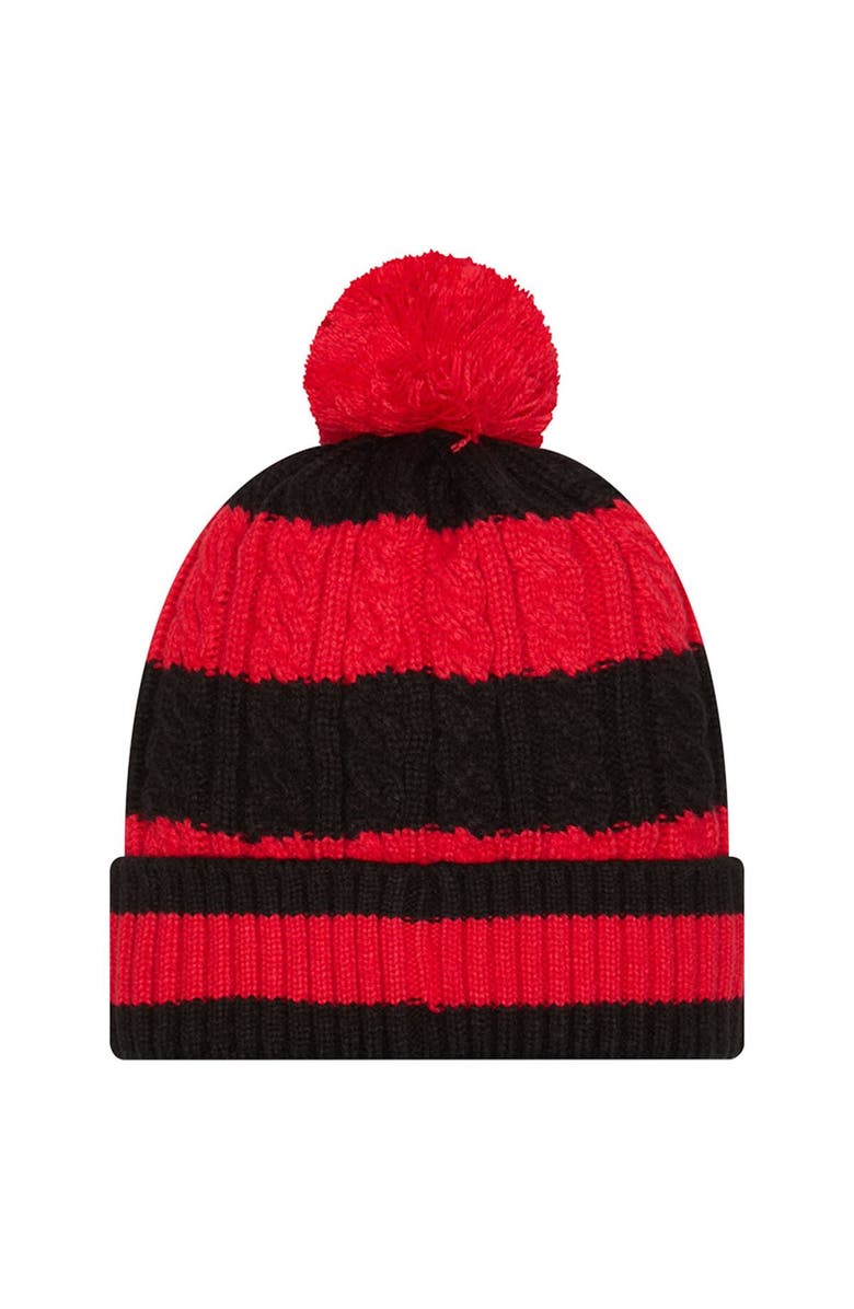 New Era Women's New Era Red Kansas City Chiefs Braided Cuffed Knit Hat with Pom, Alternate, color, Red