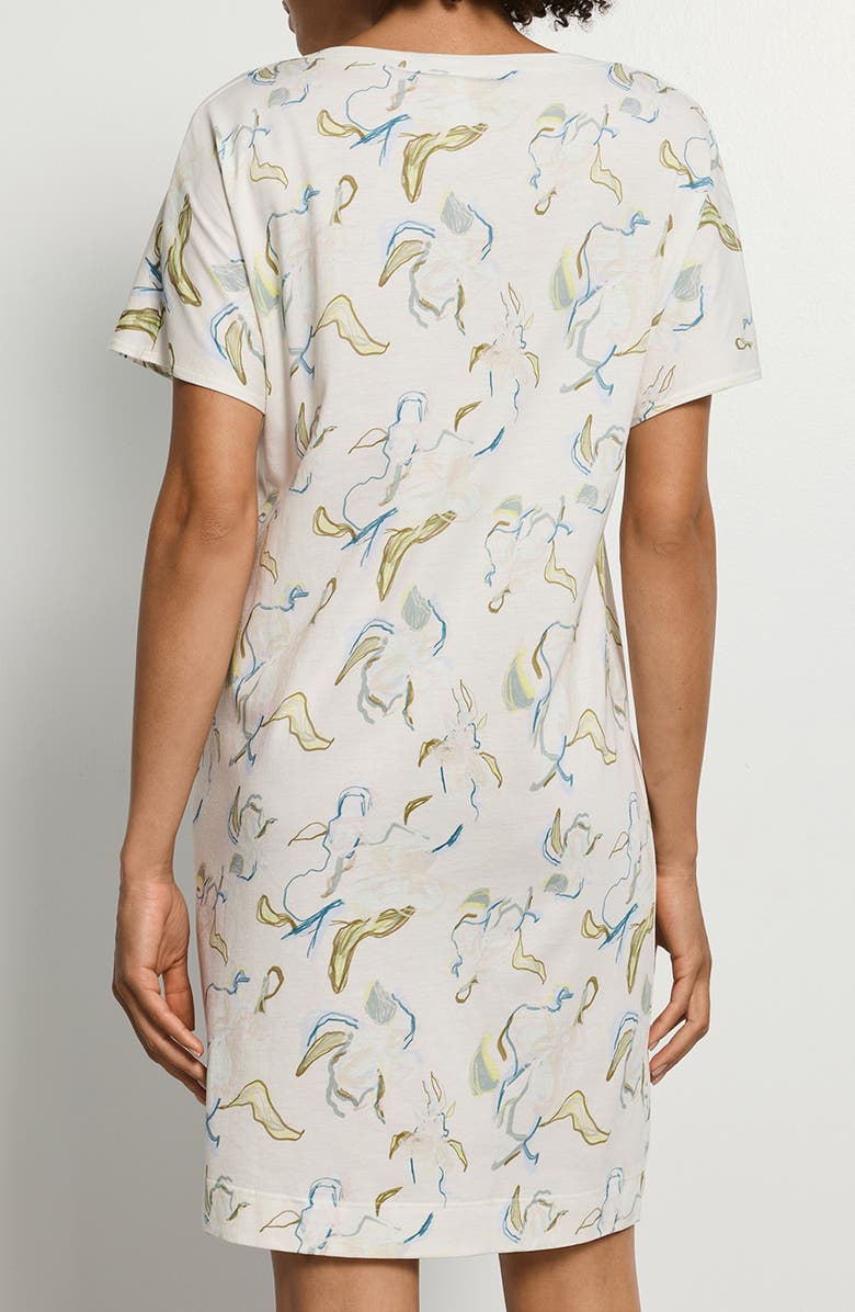 Hanro Sleep & Lounge Short Sleeve Nightgown, Alternate, color, Flowing Paint
