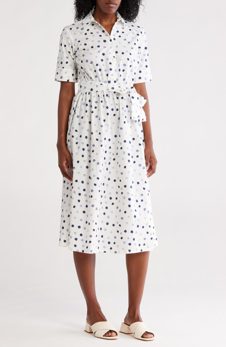 DKNY Tie Waist Cotton Shirtdress, Main, color, 