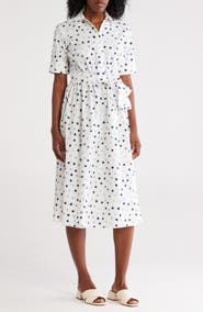 DKNY Tie Waist Cotton Shirtdress