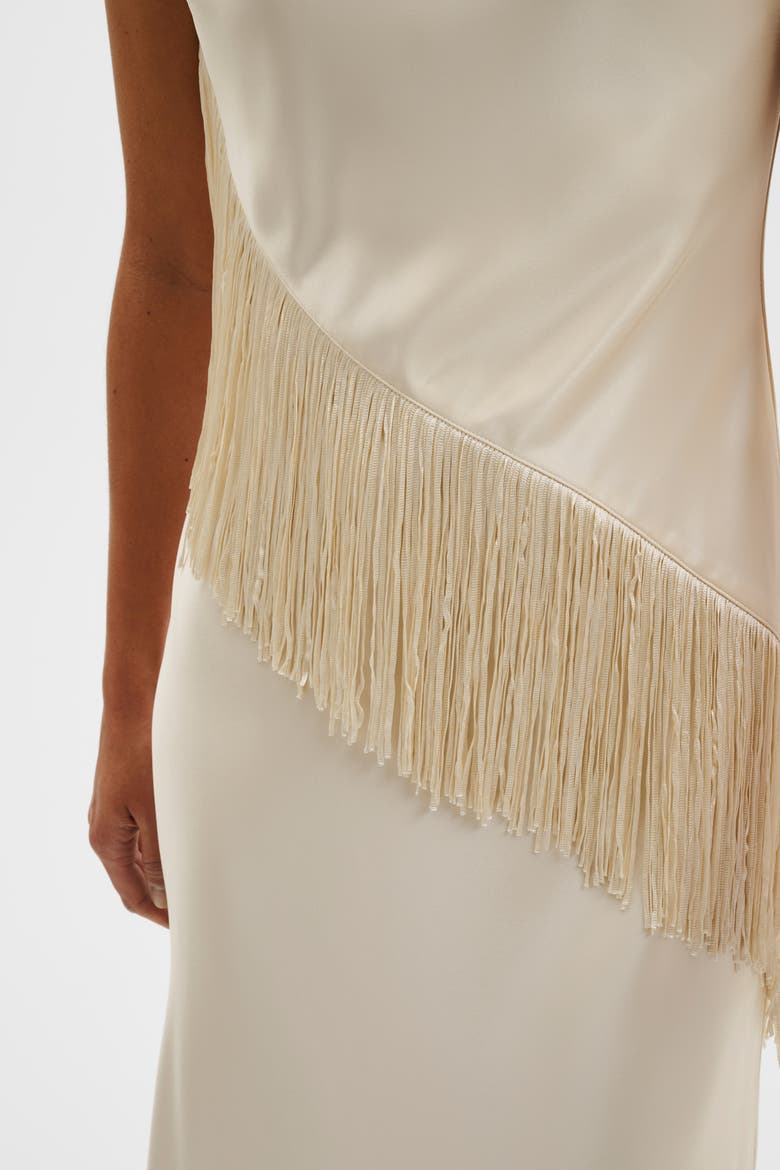 Lovis Fringe Detailed Midi Dress, Alternate, color, Pearl