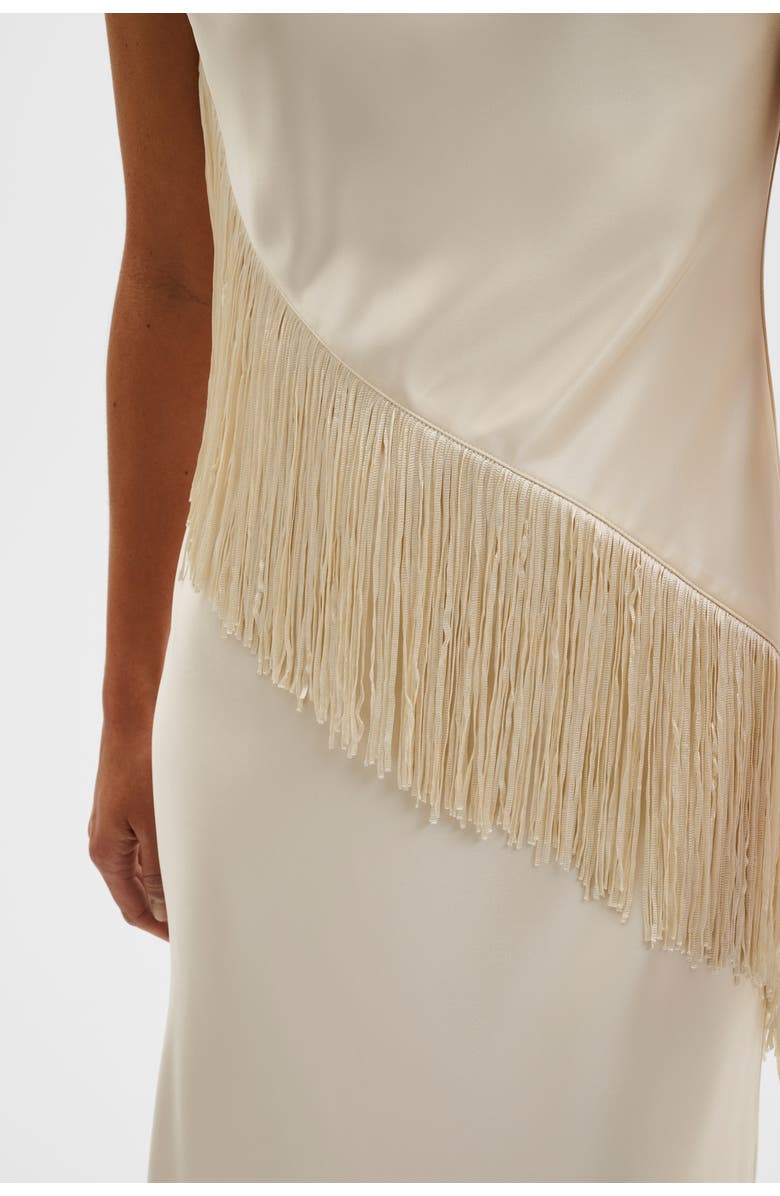Malina Lovis Fringe Detailed Midi Dress, Alternate, color, Pearl