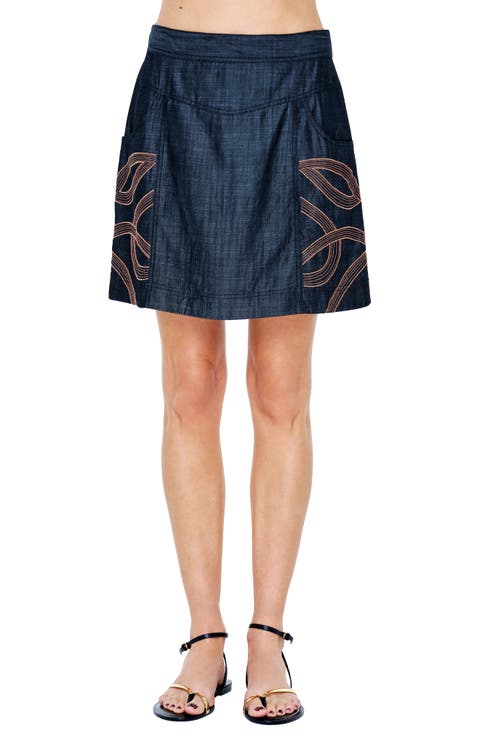 Mya Embroidered TENCEL® Lyocell Miniskirt