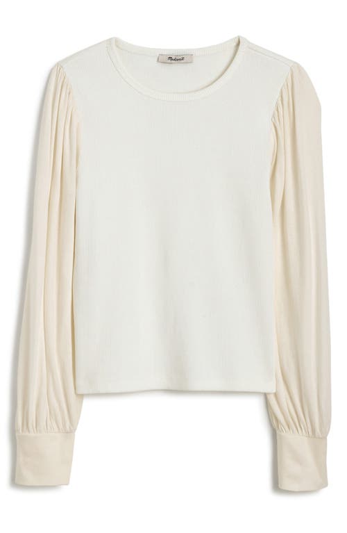 Shop Madewell Puff Sleeve Rib Top In White