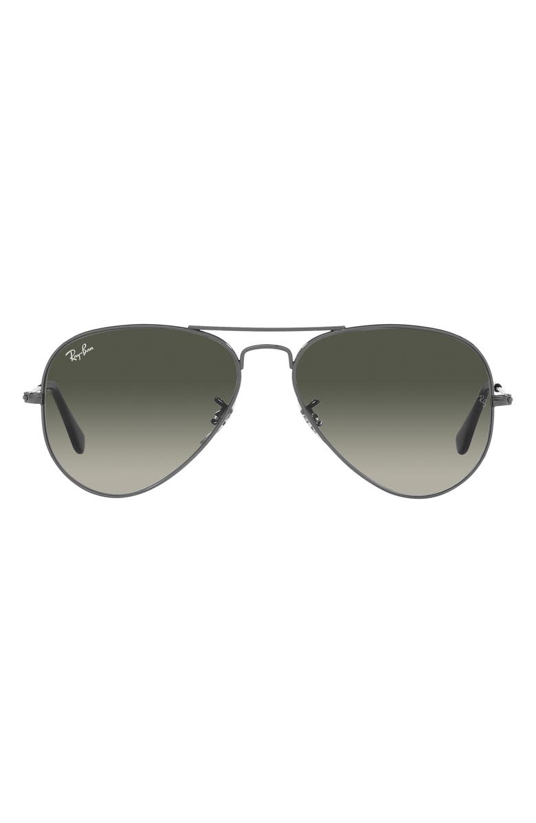 Ray-Ban Small Original 55mm Aviator Sunglasses, Main, color, Grey Flash