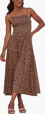 LASCANA Women's Smocked Print Dress
