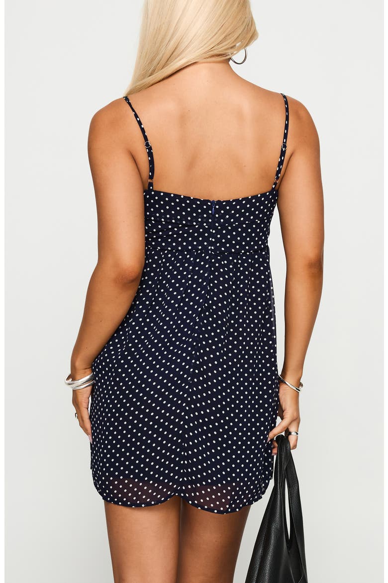 Ortega Polka Dot Babydoll Minidress, Alternate, color, NAVY POLKA