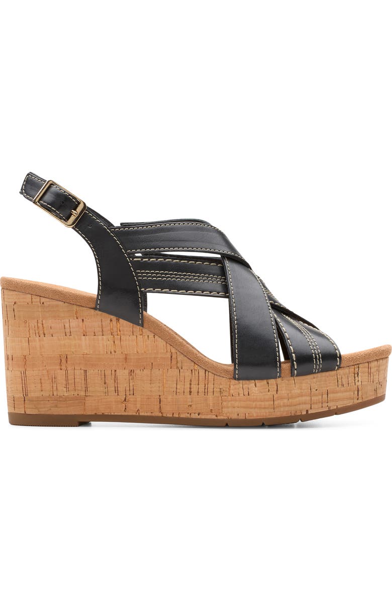 Clarks<sup>®</sup> Savina Slingback Wedge Sandal, Alternate, color, Black/ Black