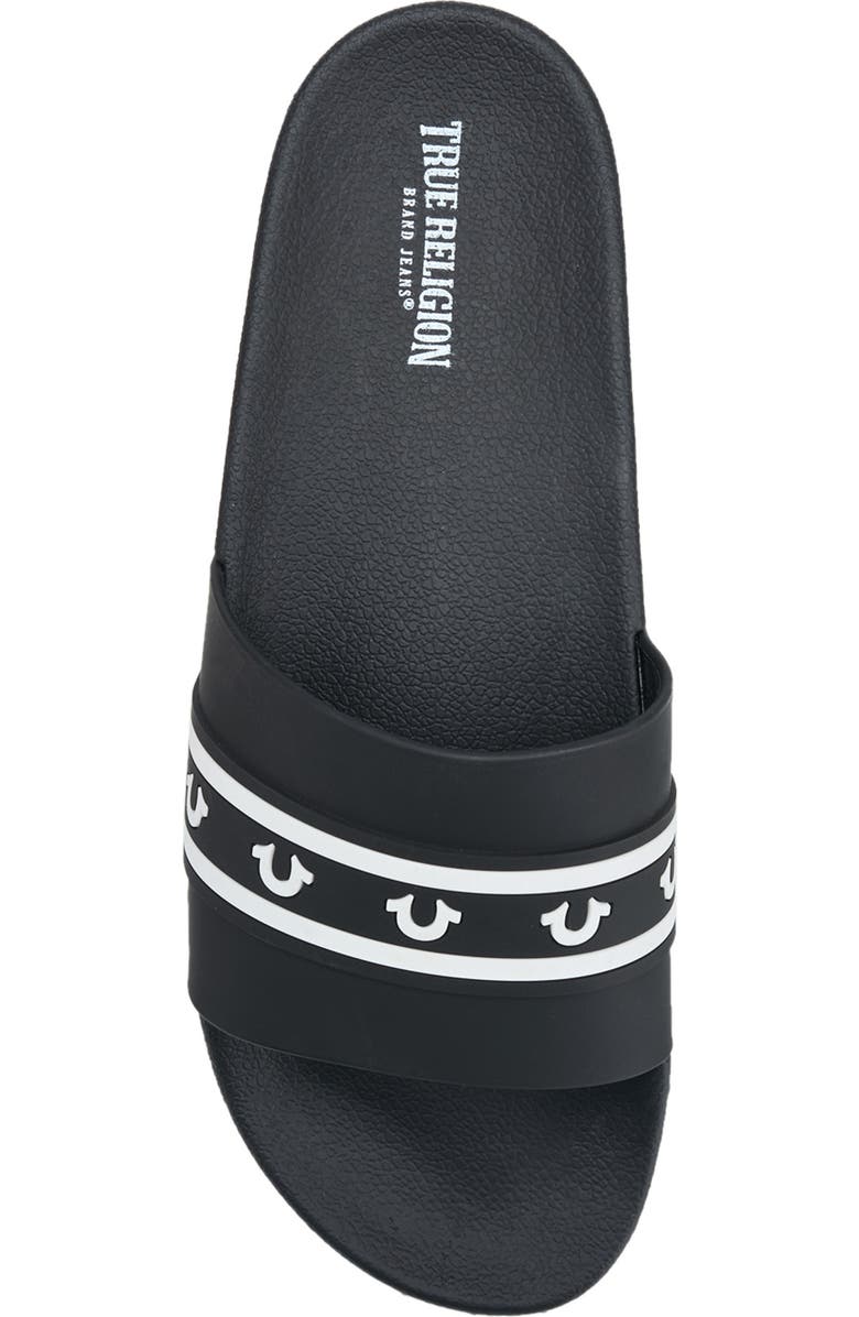 True Religion Snoop Colorblock Logo Pool Slide, Alternate, color, Black