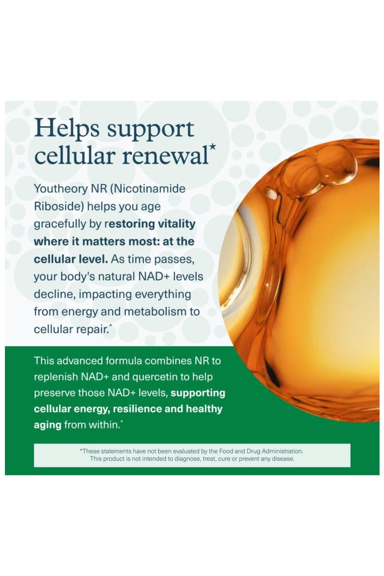 Longevity NR Nicotinamide Riboside NAD+ Booster Cellular Renewal Supplement 60 Vegetarian Capsules, Alternate, color, None