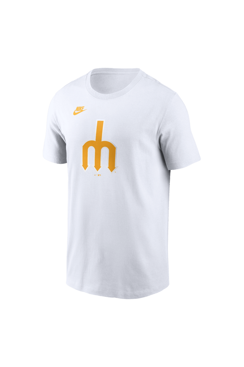 Men's Nike White Seattle Mariners Cooperstown Collection Logo T-Shirt, Alternate, color, White