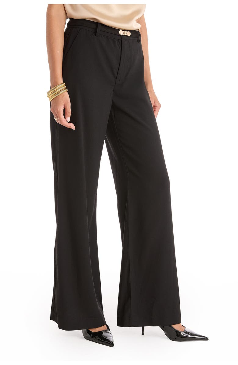 The Noli Shop Martina Belted Trouser, Alternate, color, Black