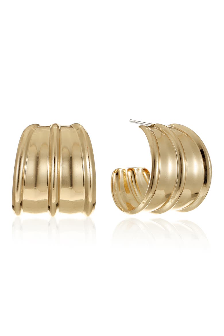 Fan Hoop Earrings, Main, color, GOLD