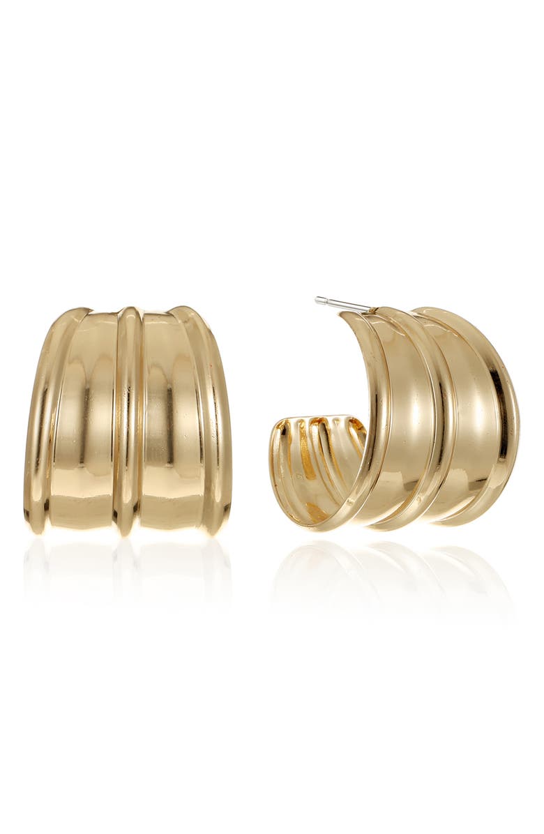 Ettika Fan Hoop Earrings, Main, color, Gold