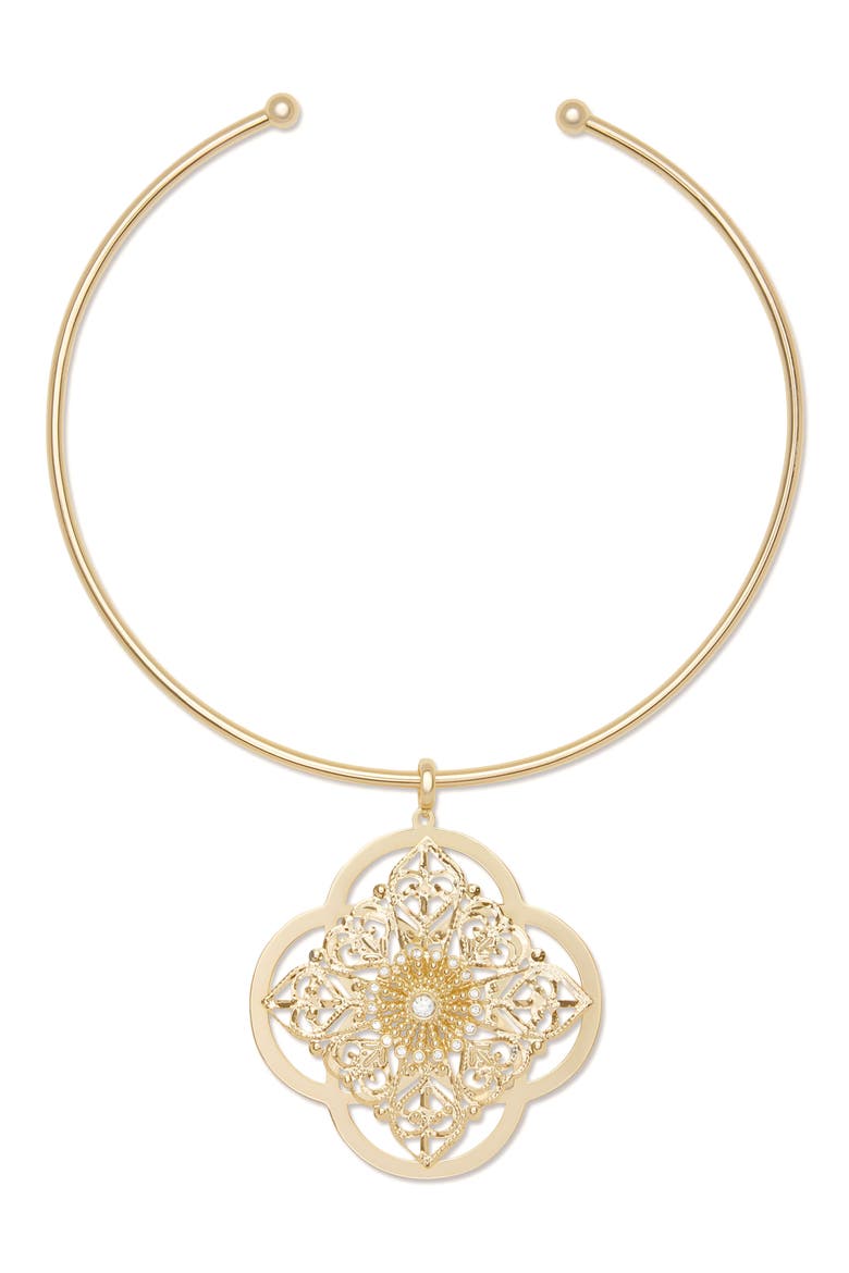 Laya Medallion Collar Necklace, Main, color, GOLD