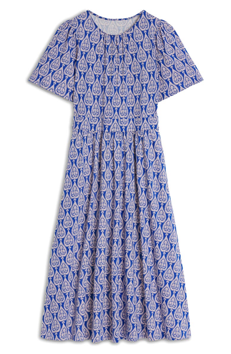 Boden Louisa Print Jersey Midi Dress, Alternate, color, Bright Blue Ornate Geo