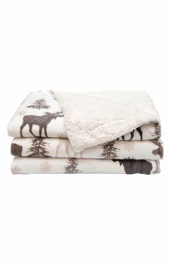 Woven & Weft Moose Print Reversible Faux Shearling Throw Blanket