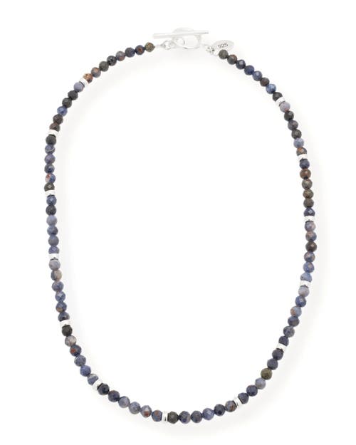 Jan Leslie Gemstone Beaded Necklace With Sterling Silver Lobster Closure In Blue
