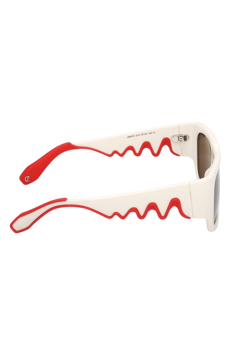 Christian Louboutin 57mm Loubishark Square Sunglasses, Alternate, color, White/ Smoke Grey