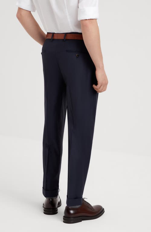 Brunello Cucinelli Trousers With Pleats In Navy Blue