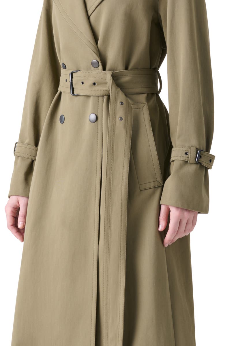 Akris punto Double Breasted Cotton Gabardine Trench Coat, Alternate, color, Khaki