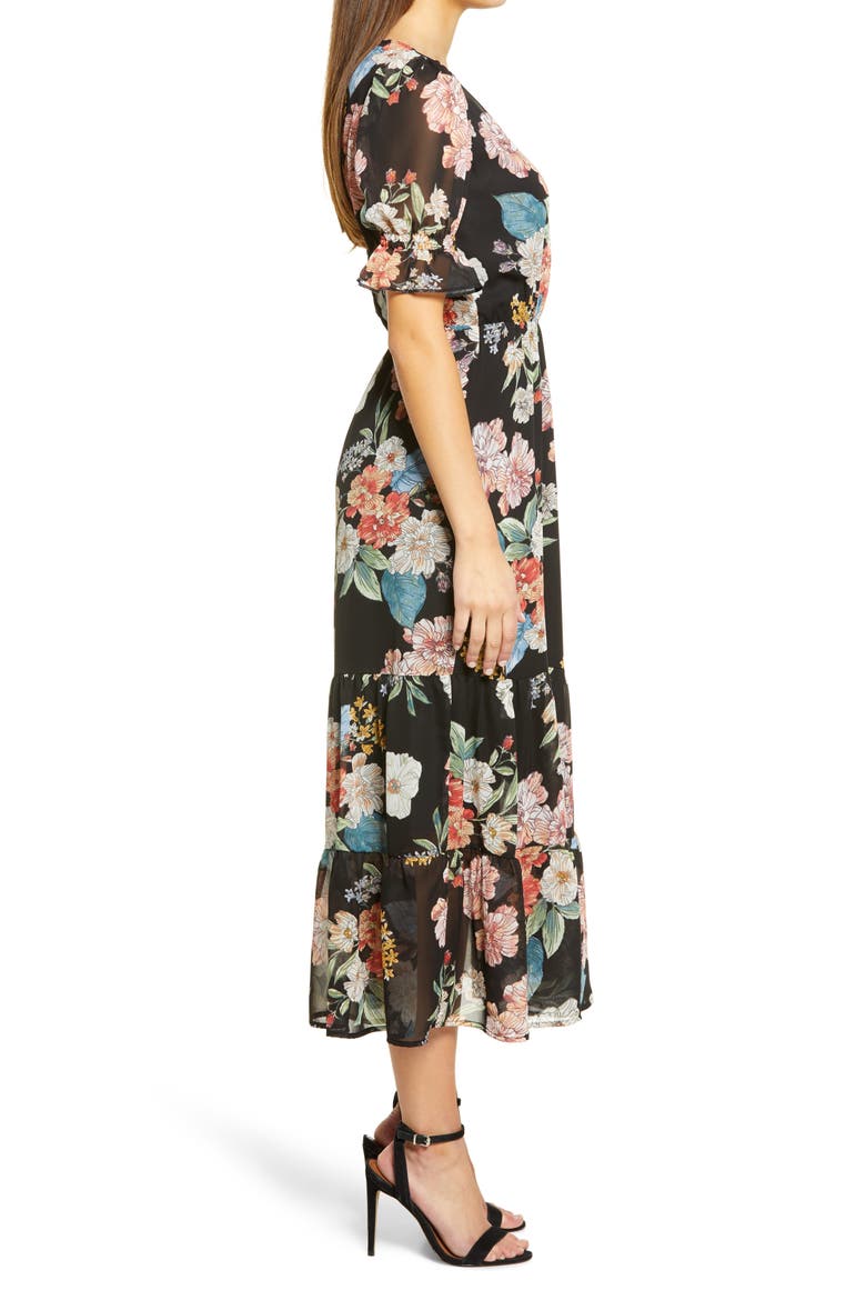 Shasha Floral Tiered Ruffle Short Sleeve Dress, Alternate, color, SASHA