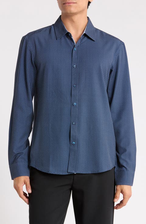 Dot Print Button-Up Shirt