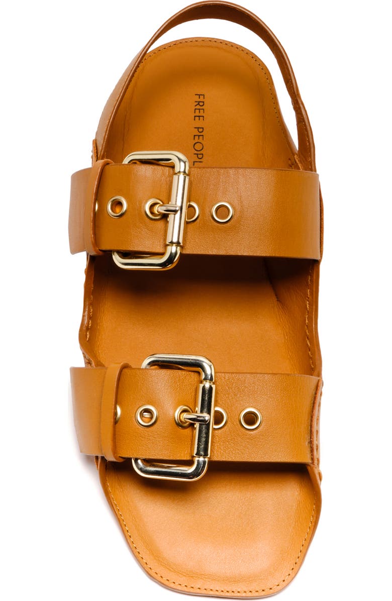 Free People Blossom Buckle Flat Sandal, Alternate, color, Luggage Leather