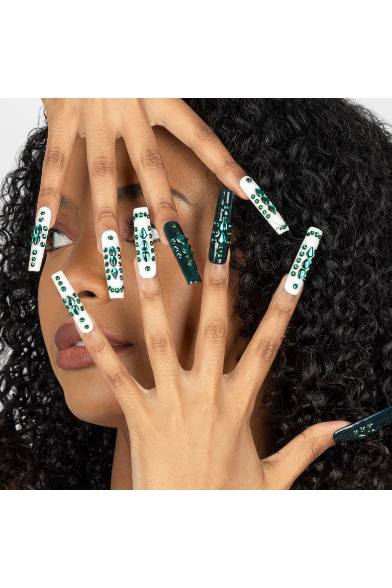 3H Luxury Handmade Press-on Nails - Green Enigma, Alternate, color, Multicolor