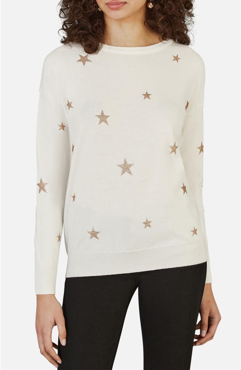 Yumi Foil Star Print Relaxed Fit Sweater, Alternate, color,