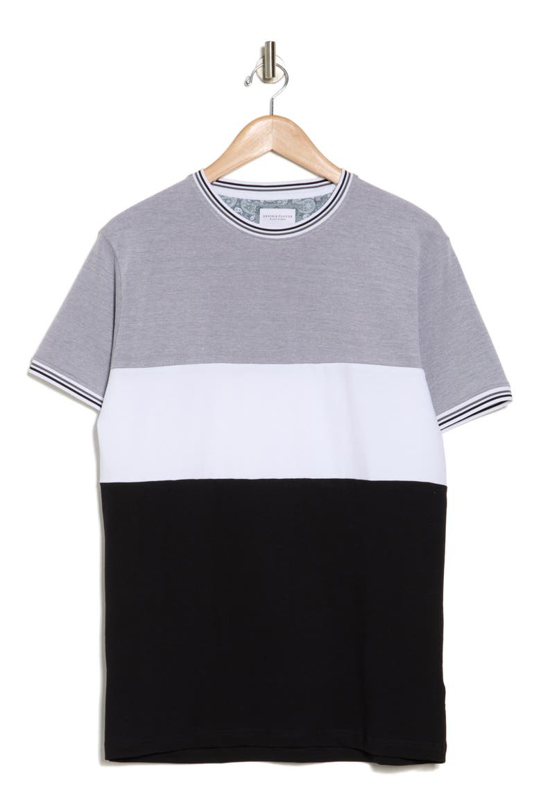 Colorblock Piqué Knit T-Shirt, Alternate, color, GREY