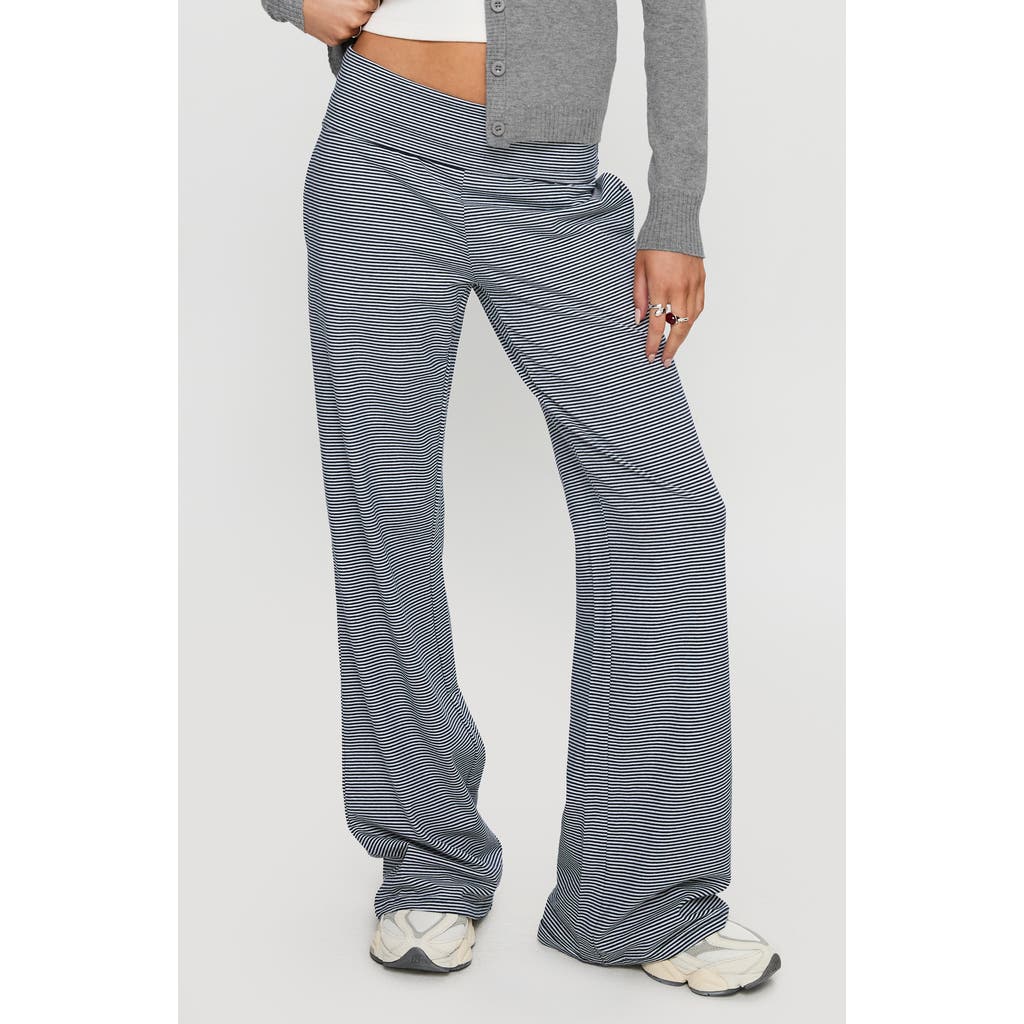 Princess Polly Eight Hours Sleep Stripe Foldover Pants In Gray
