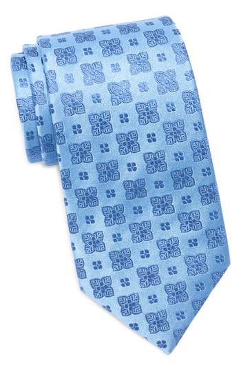 Duchamp Medallion Jacquard Silk Tie In Blue