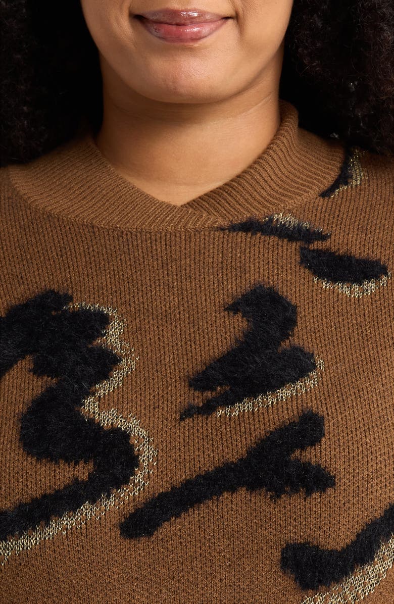 Wit & Wisdom Overlap Mock Neck Sweater, Alternate, color, Golden Brown/ Black