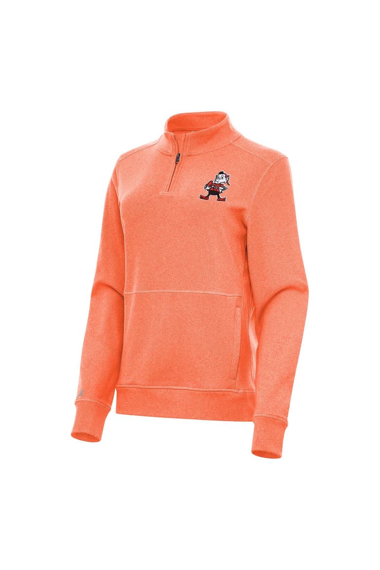 Women's Antigua  Heather Orange Cleveland Browns Crush Quarter-Zip Jacket, Main, color, Heather Orange