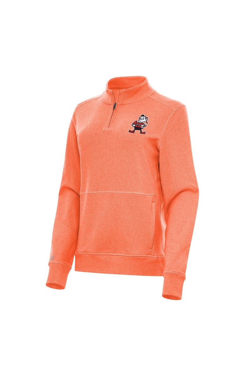 ANTIGUA Women's Antigua  Heather Orange Cleveland Browns Crush Quarter-Zip Jacket, Main, color, Heather Orange