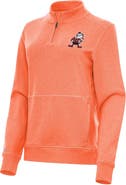 ANTIGUA Women's Antigua  Heather Orange Cleveland Browns Crush Quarter-Zip Jacket