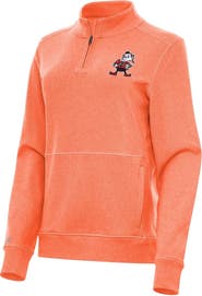 ANTIGUA Women's Antigua  Heather Orange Cleveland Browns Crush Quarter-Zip Jacket
