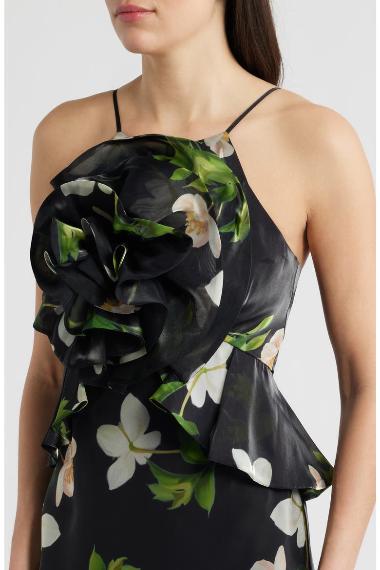 Floral Organza Gown, Alternate, color, BLACK MULTI