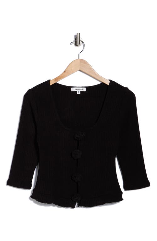 Vigoss Rosette Scoop Neck Knit Top In Black